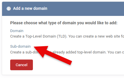 Add Sub Domain