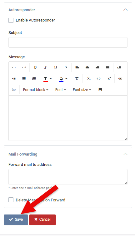 Mail Account Properties - Save