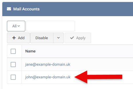 Mail Account List