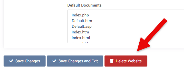 Delete Website Button