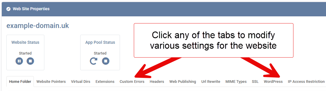 Web Site Properties