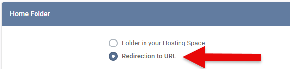 Select the option for Redirection to URL